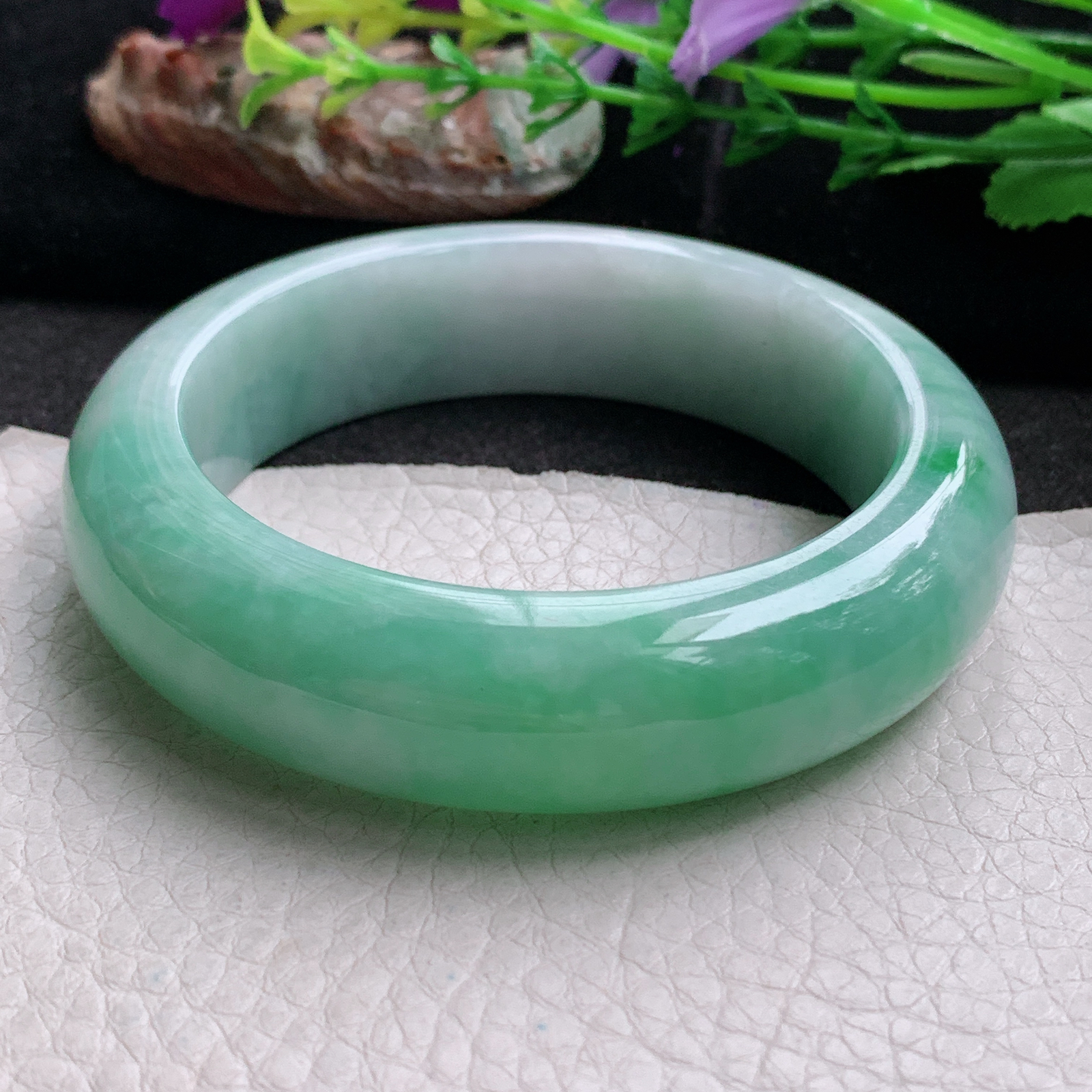 xc稀有款58*16.8*11轮胎镯 天然缅甸翡翠a货手镯水润飘绿厚装正圈玉镯子