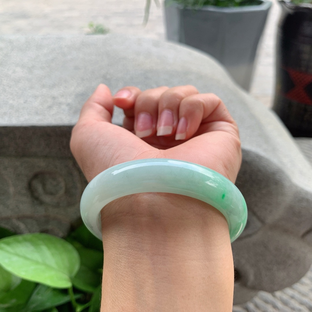 圈口54.5-12.6-8.4 【阳绿正圈手镯】正圈54 55可戴