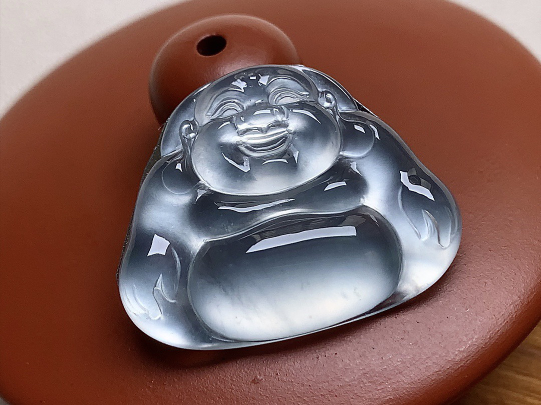 ️ 玻璃种黑冰佛公 品质极佳，冰透感十足，行家货！完美尺寸25.5*20.2*4.2..