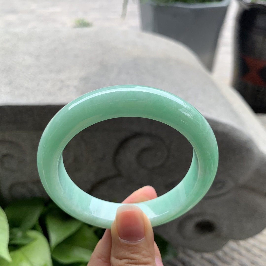 圈口57.5-12.8-9.4 【满果绿正圈手镯】正圈57 58可戴