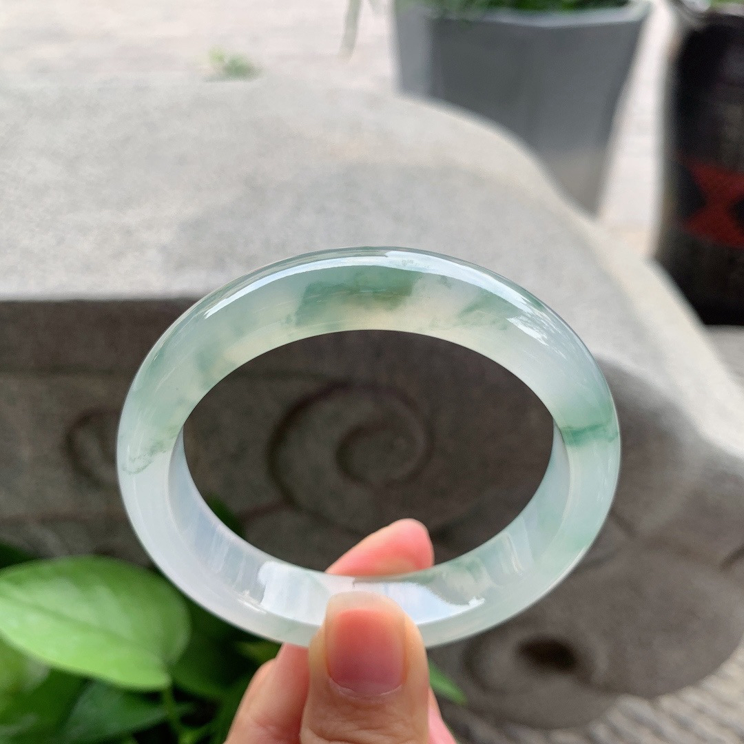 圈口56.8-13-8.2 【高冰飘花正圈手镯】正圈56 57可戴