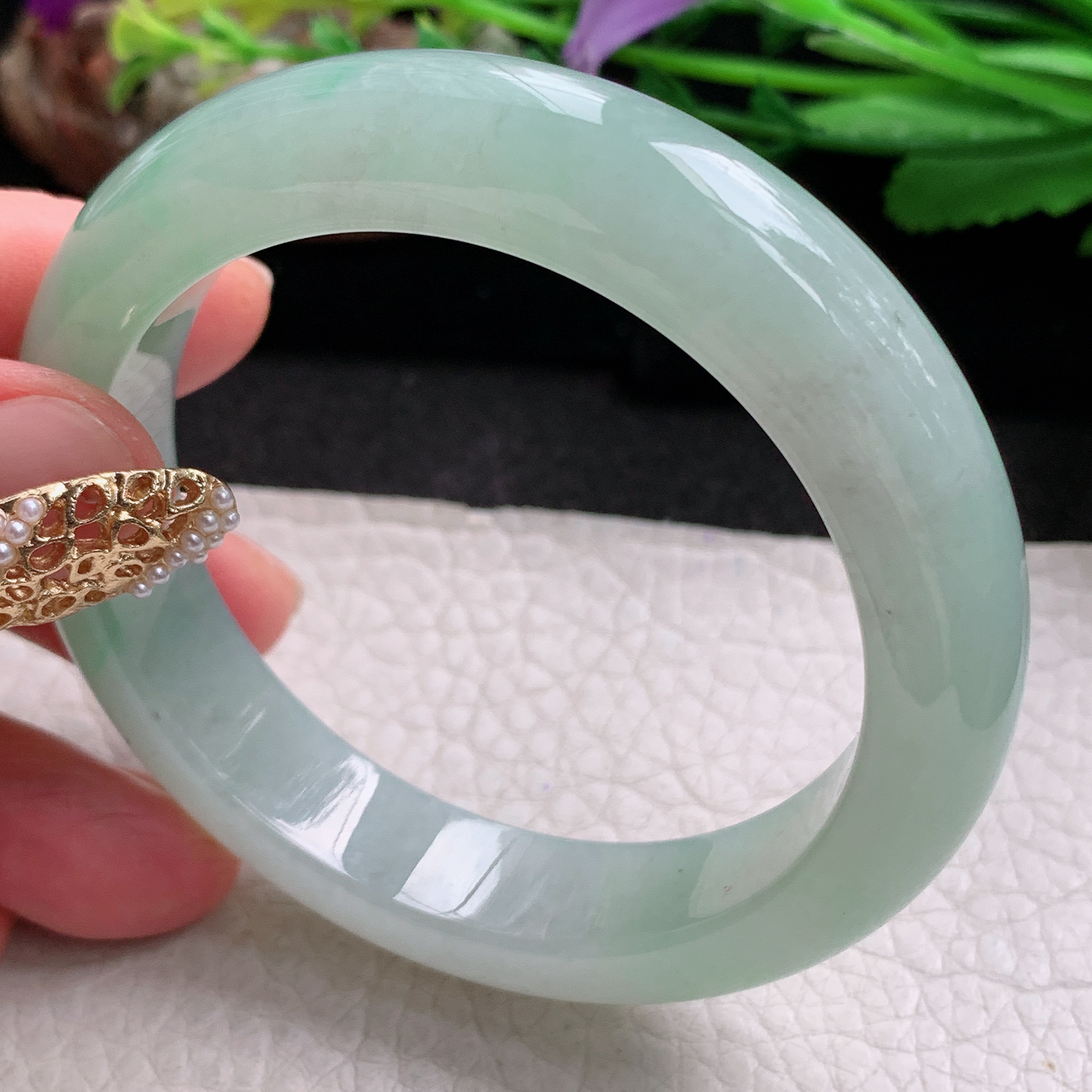 nr实拍53.5*12.6*8.5平安镯 天然缅甸翡翠a货手镯冰绿正圈玉镯子
