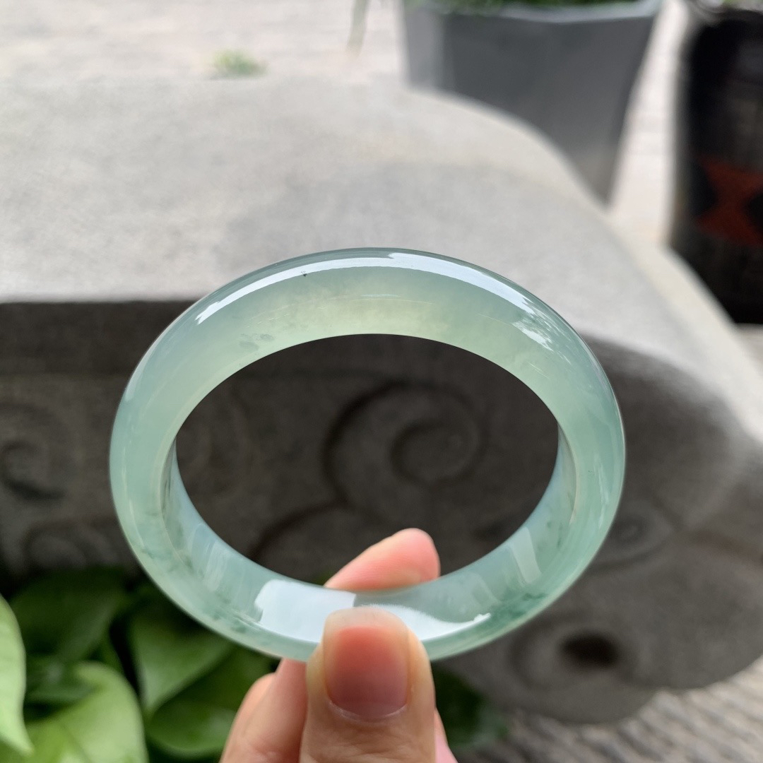 圈口 55.2-13-7.7【冰绿飘花正圈手镯】正圈55 56可戴