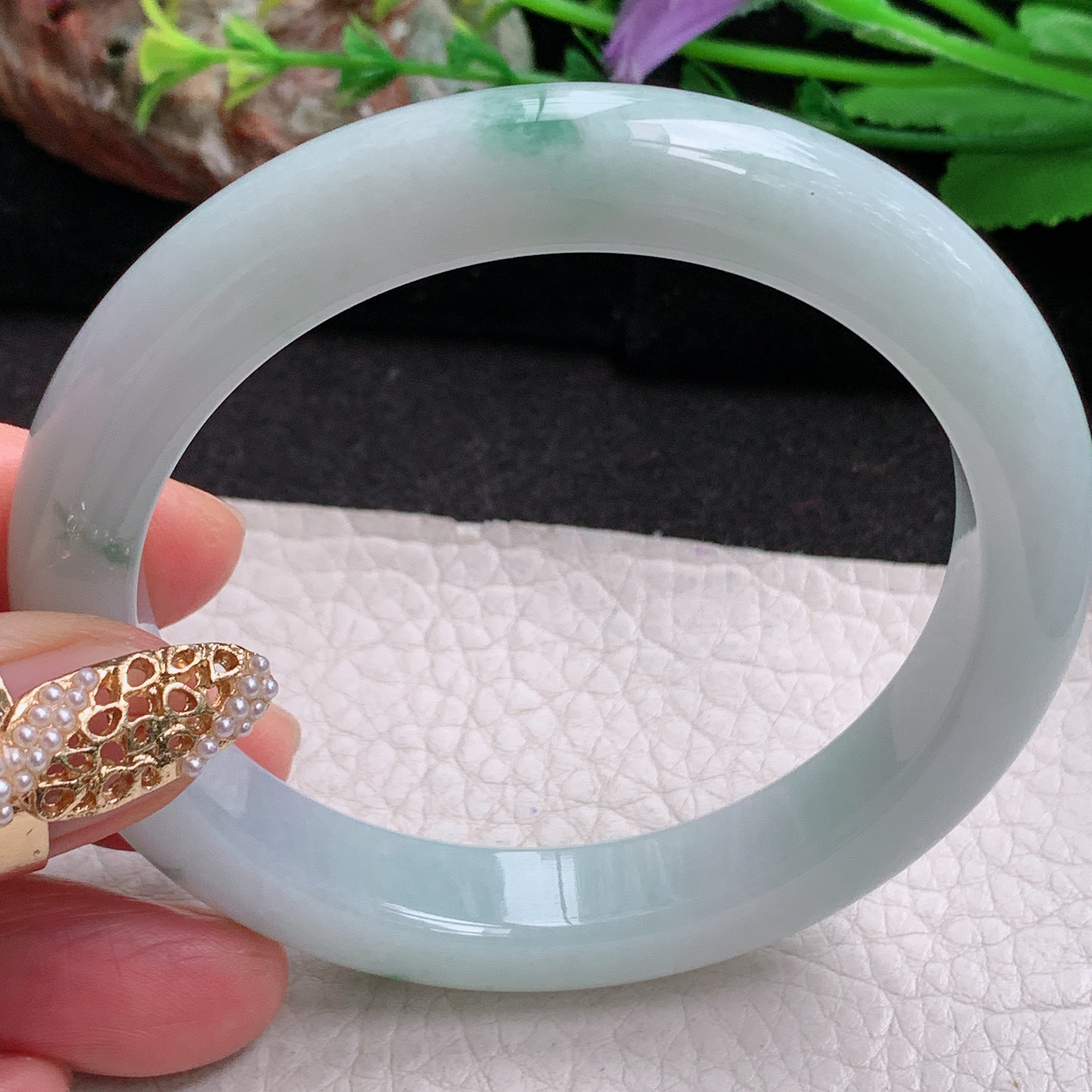 hh实拍58.5*10.8*8.8平安镯 天然缅甸翡翠a货手镯飘花水润正圈玉镯子