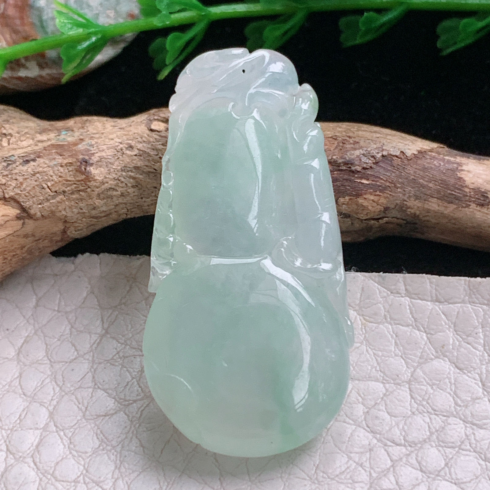 axm实拍38.8*19.6*8缅甸翡翠冰透大葫芦吊坠招财进宝玉坠