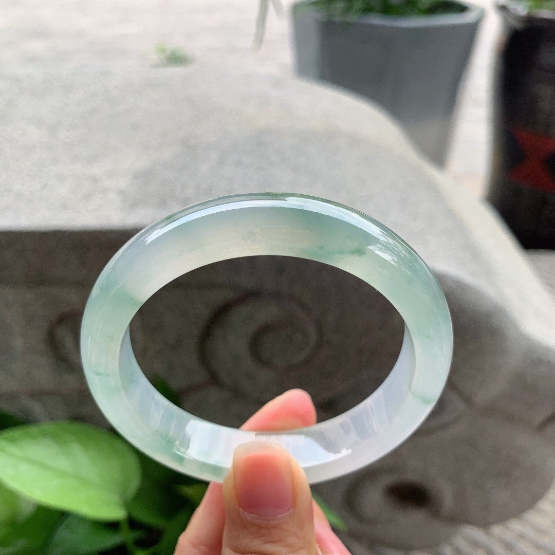 圈口56.8-13-8.2 【高冰飘花正圈手镯】正圈56 57可戴