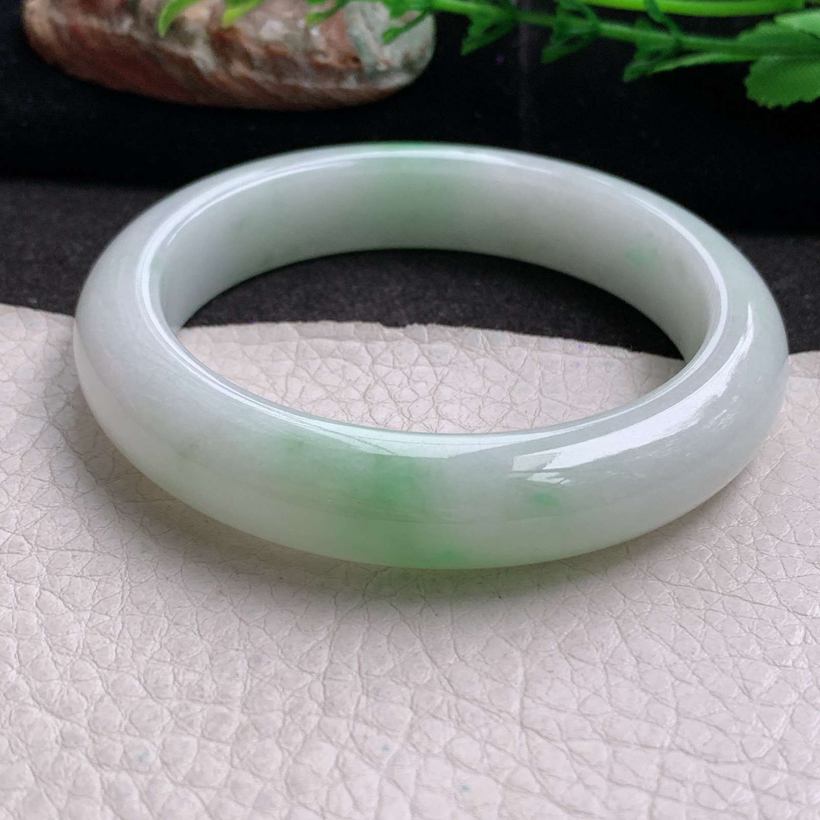 xx实拍56.5*12.6*9平安镯 天然缅甸翡翠a货手镯飘绿水润正圈玉镯子