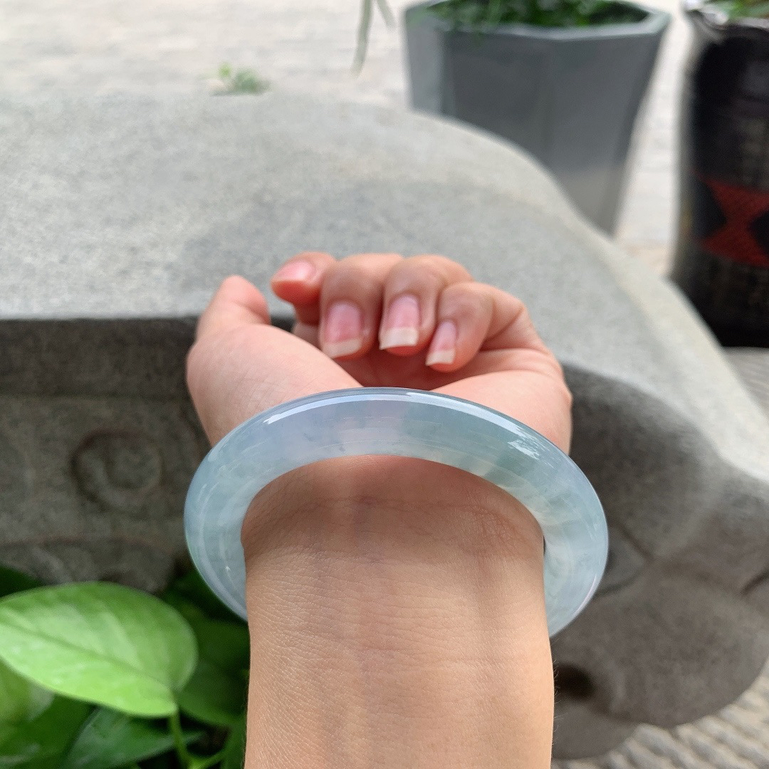 圈口56.8-10.3 【冰种紫圆条手镯】圆条56 57可戴