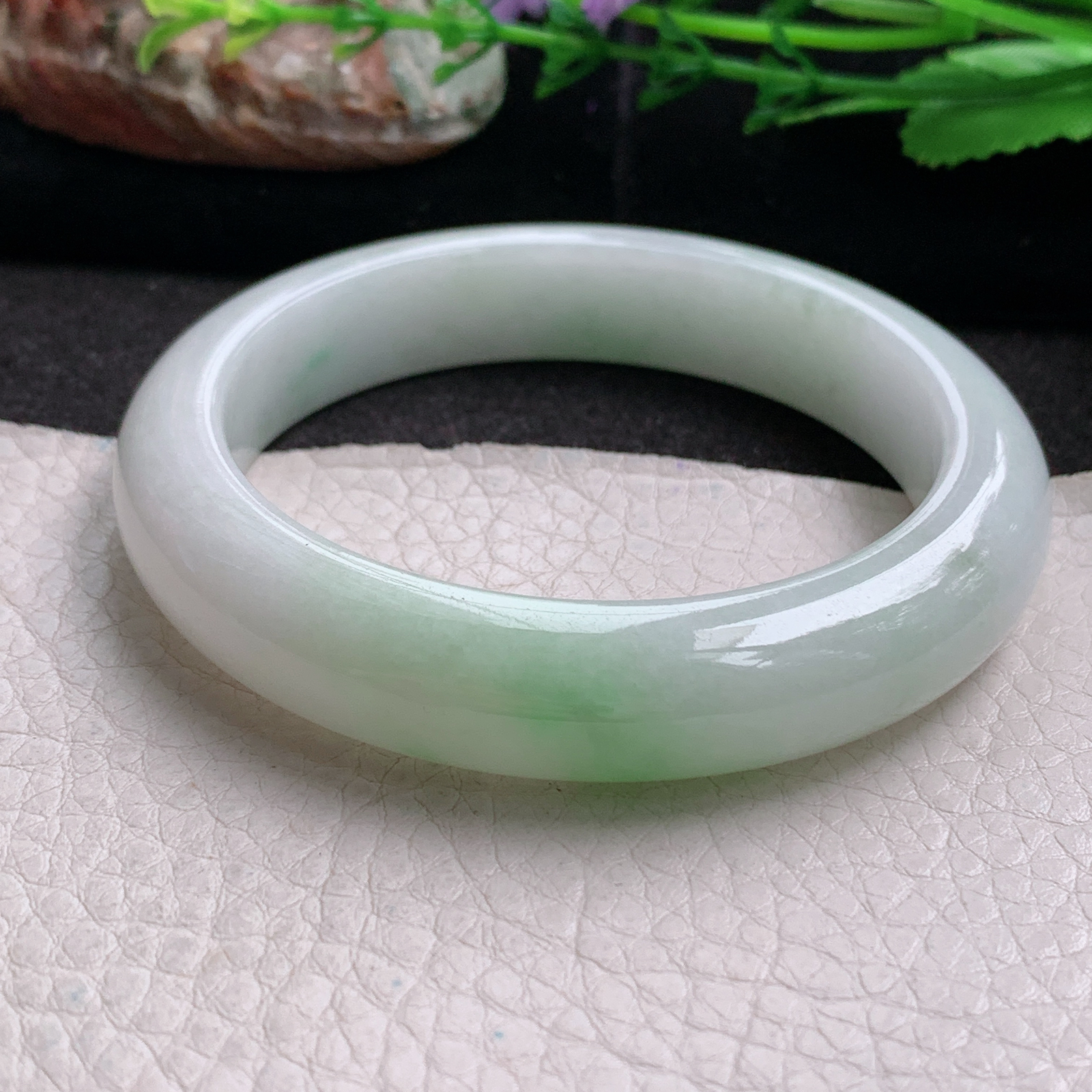 xx实拍56.5*12.6*9平安镯 天然缅甸翡翠a货手镯飘绿水润正圈玉镯子