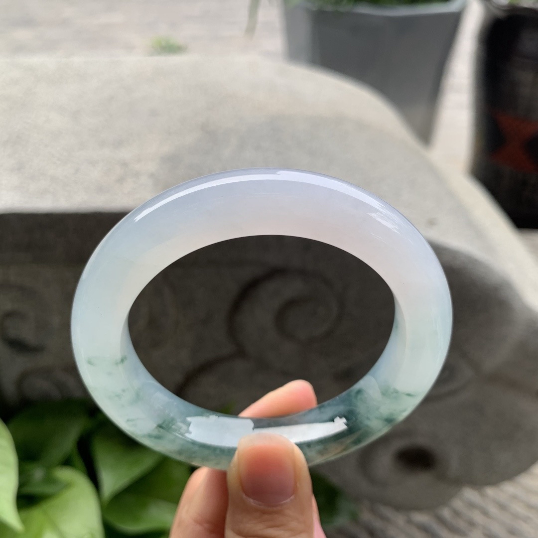 圈口56.6-11.4-10.5 【高冰飘花正圈手镯】正圈56 57可戴