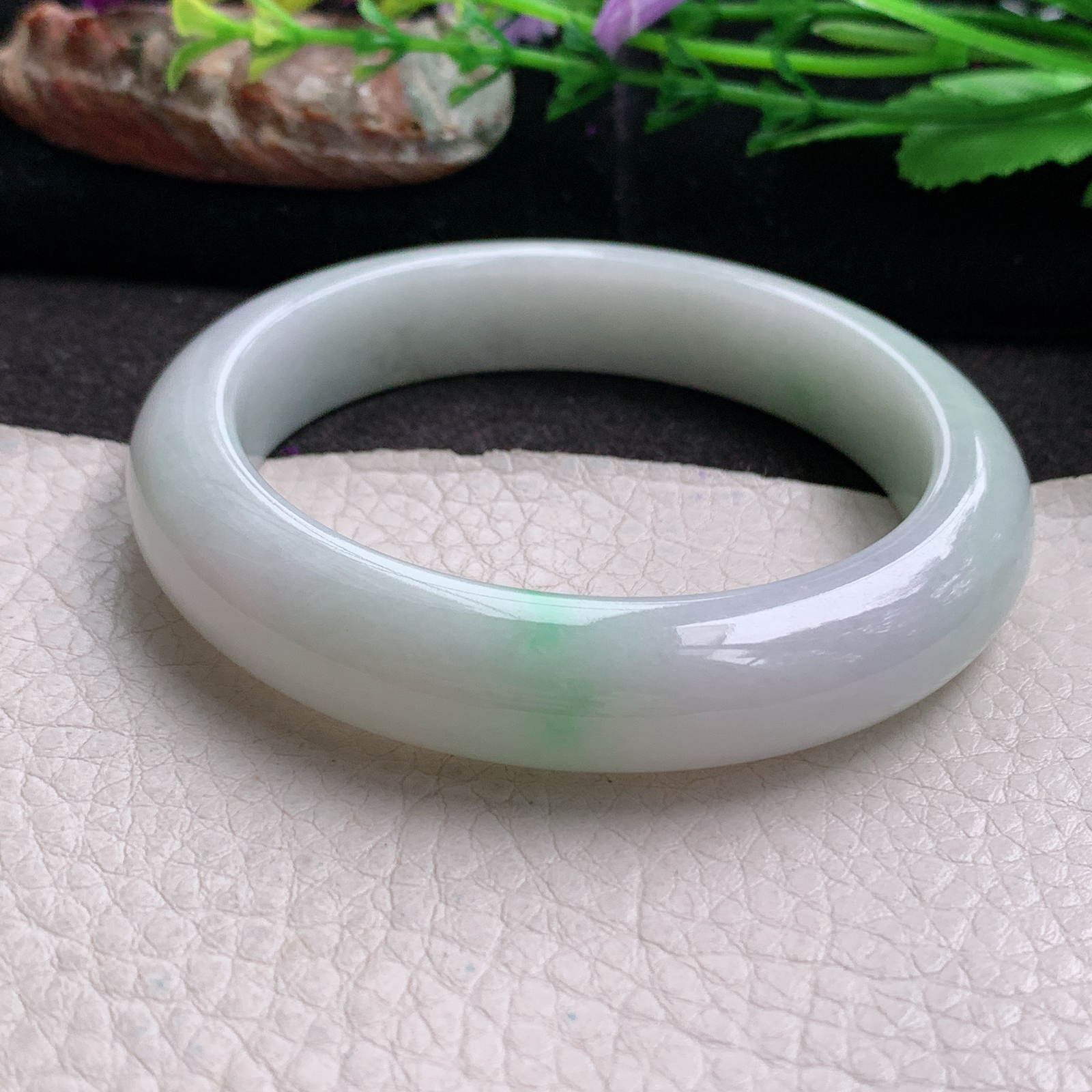 xx实拍57.5*12.5*9平安镯 天然缅甸翡翠a货手镯飘绿清新玉镯子