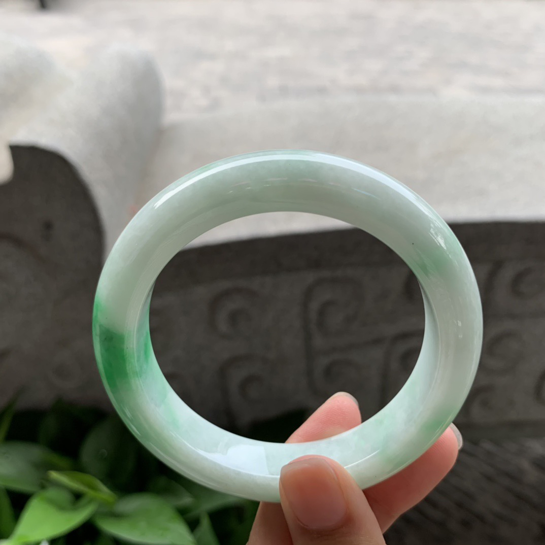 圈口 57.3-12.8-9.8【飘辣绿正圈手镯】正圈57 58可戴