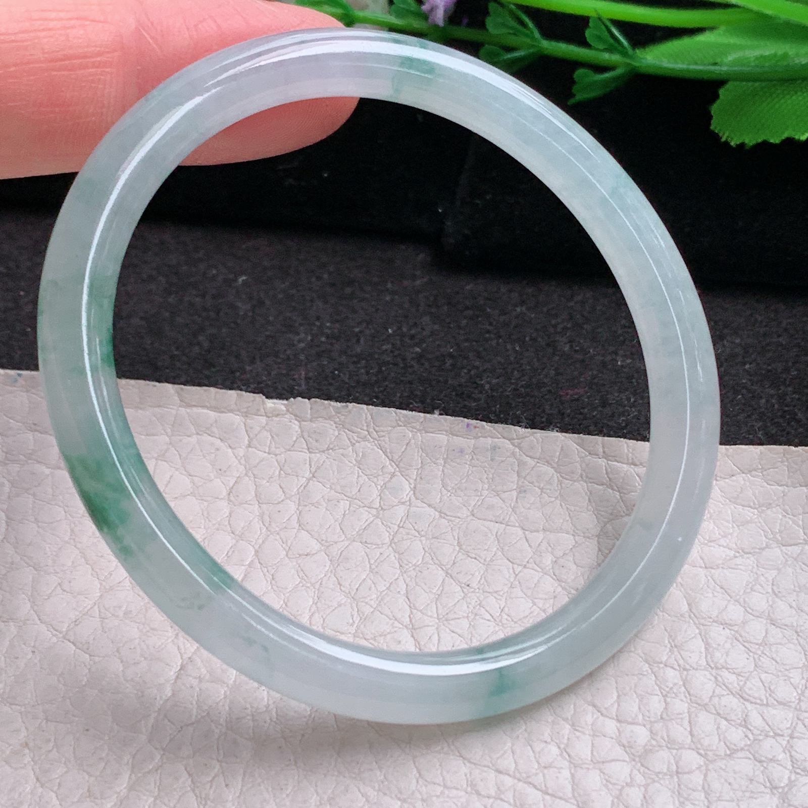 fx小圈口53.5*49*6.2贵妃美人镯 天然缅甸翡翠a货手镯冰飘花蛋形玉镯子