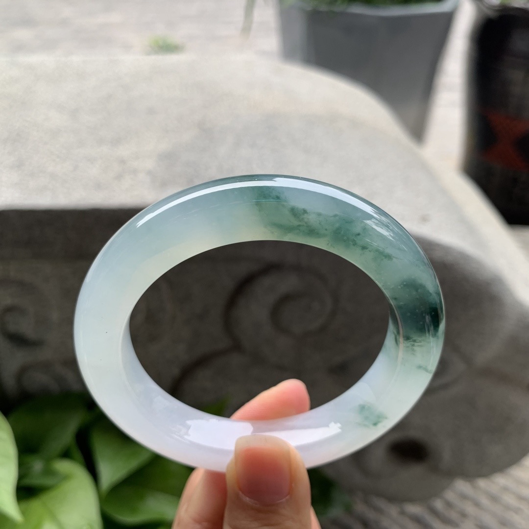 圈口56.6-11.4-10.5 【高冰飘花正圈手镯】正圈56 57可戴