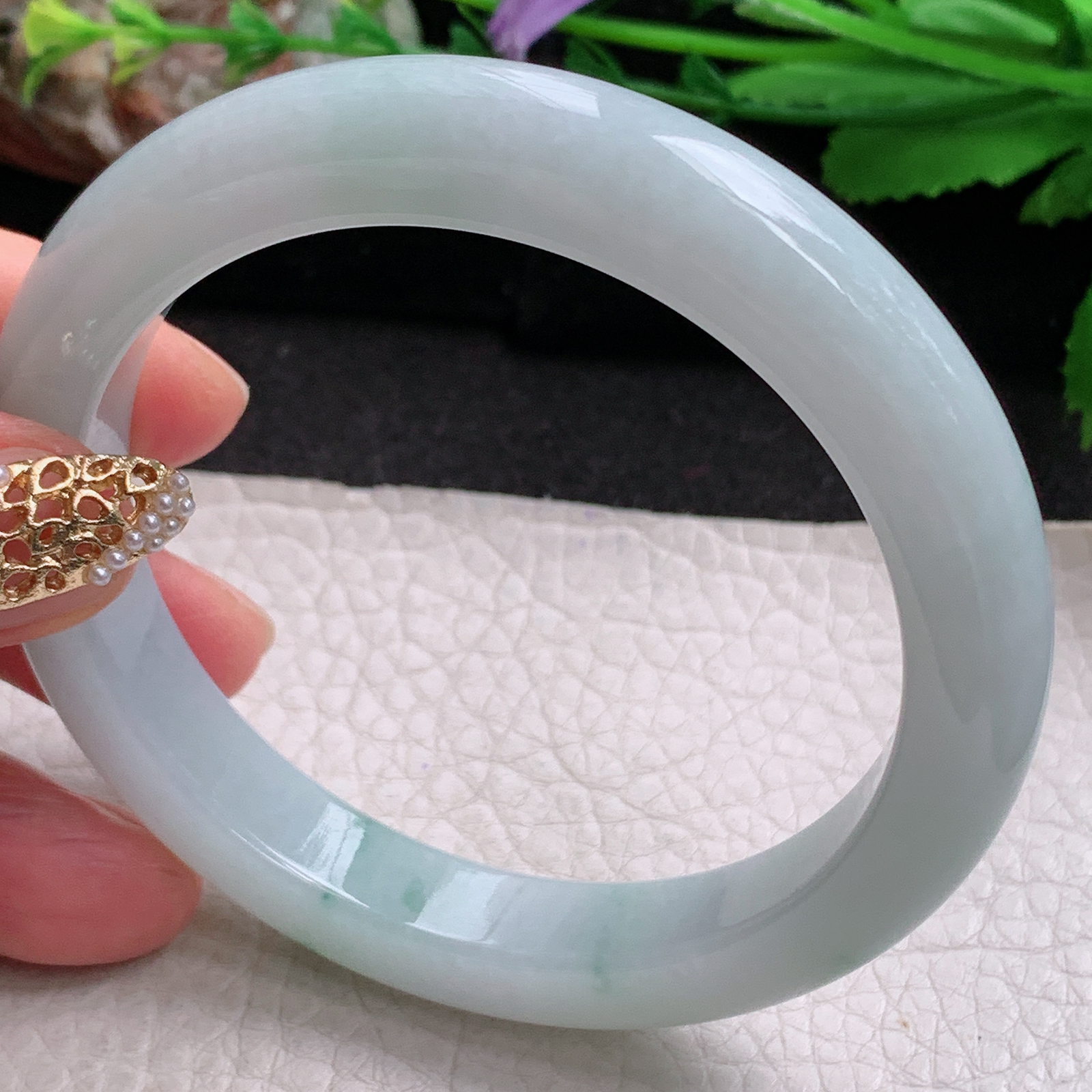 hh实拍58.5*10.8*8.8平安镯 天然缅甸翡翠a货手镯飘花水润正圈玉镯子