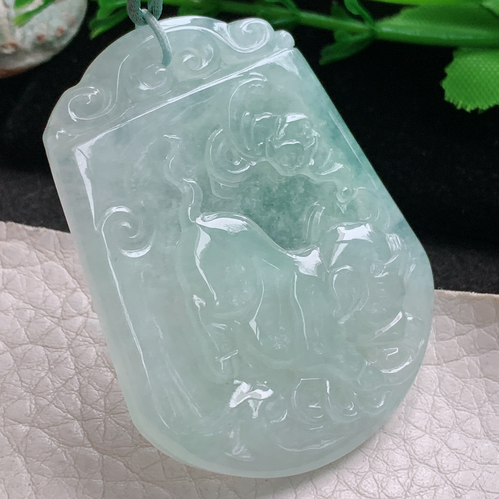 Bg实拍51*40.8*5.3缅甸翡翠冰透招财猪吊坠生肖猪玉坠诸事顺利