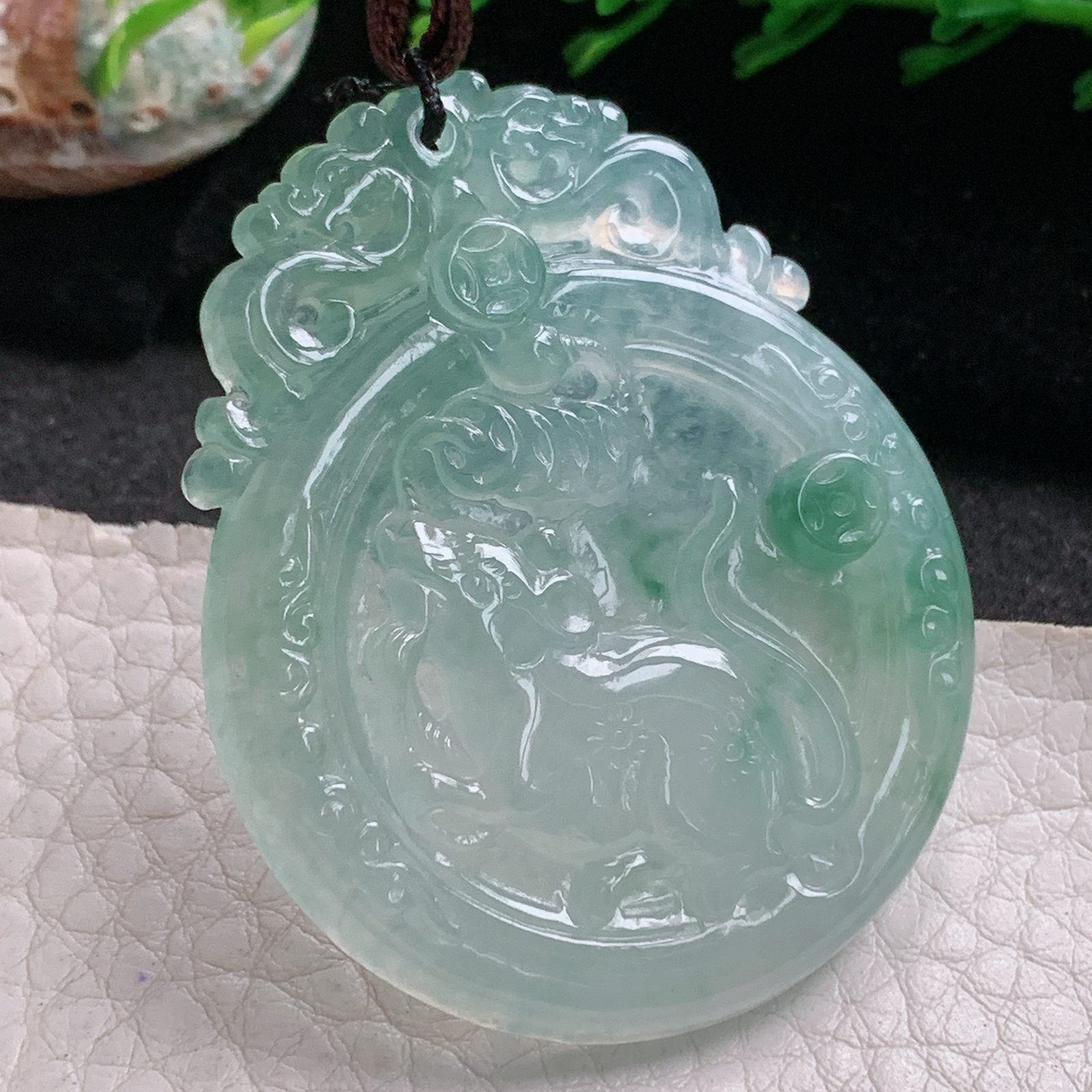 Bg实拍49.5*40*5.3缅甸翡翠冰种生肖老鼠吊坠招财老鼠守护神