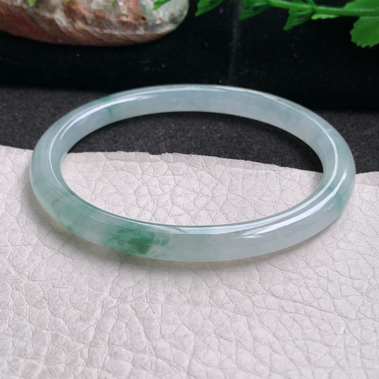 fx小圈口53.5*49*6.2贵妃美人镯 天然缅甸翡翠a货手镯冰飘花蛋形玉镯子