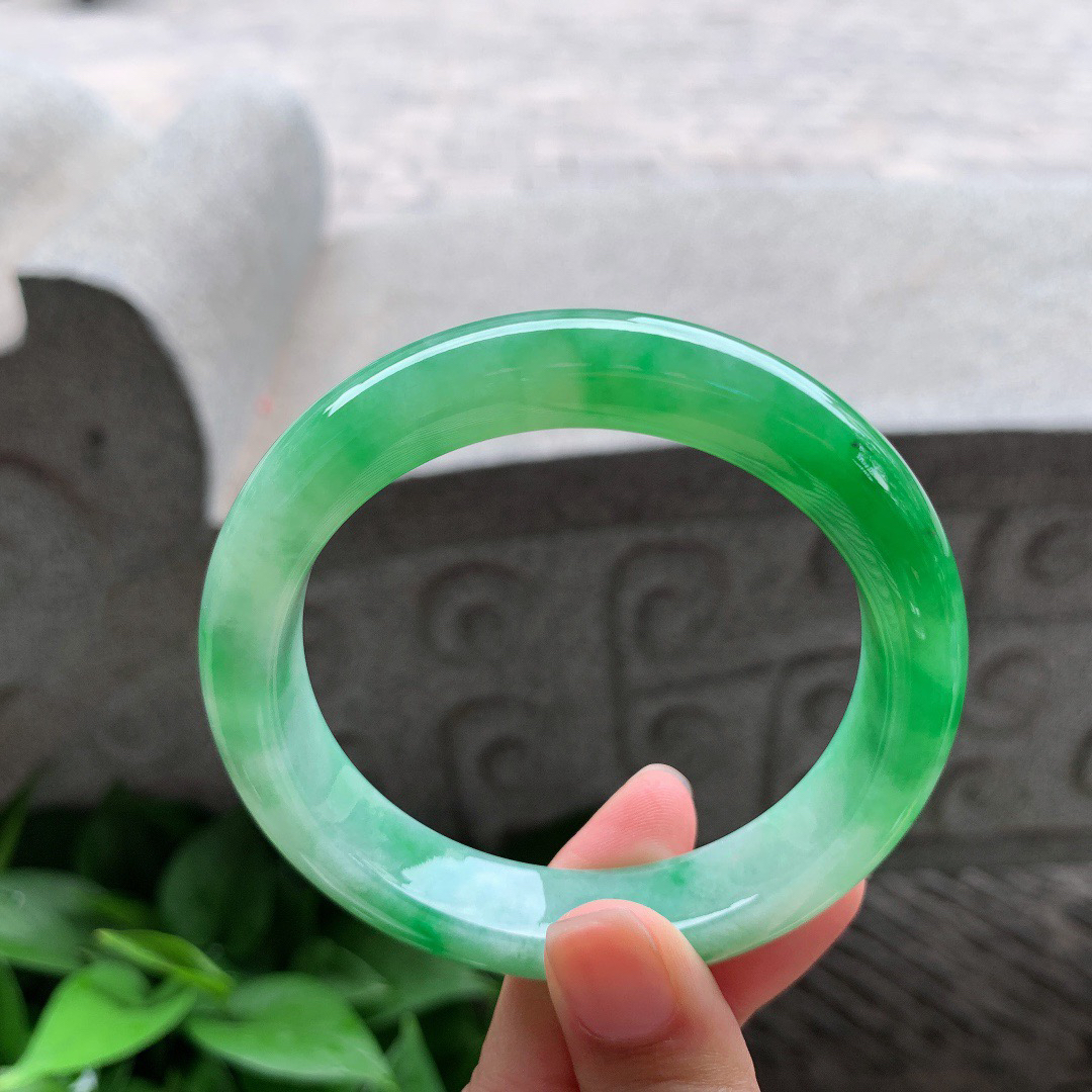 圈口57.8-12.5-9.2 【芙蓉绿正圈手镯】正圈57 58可戴