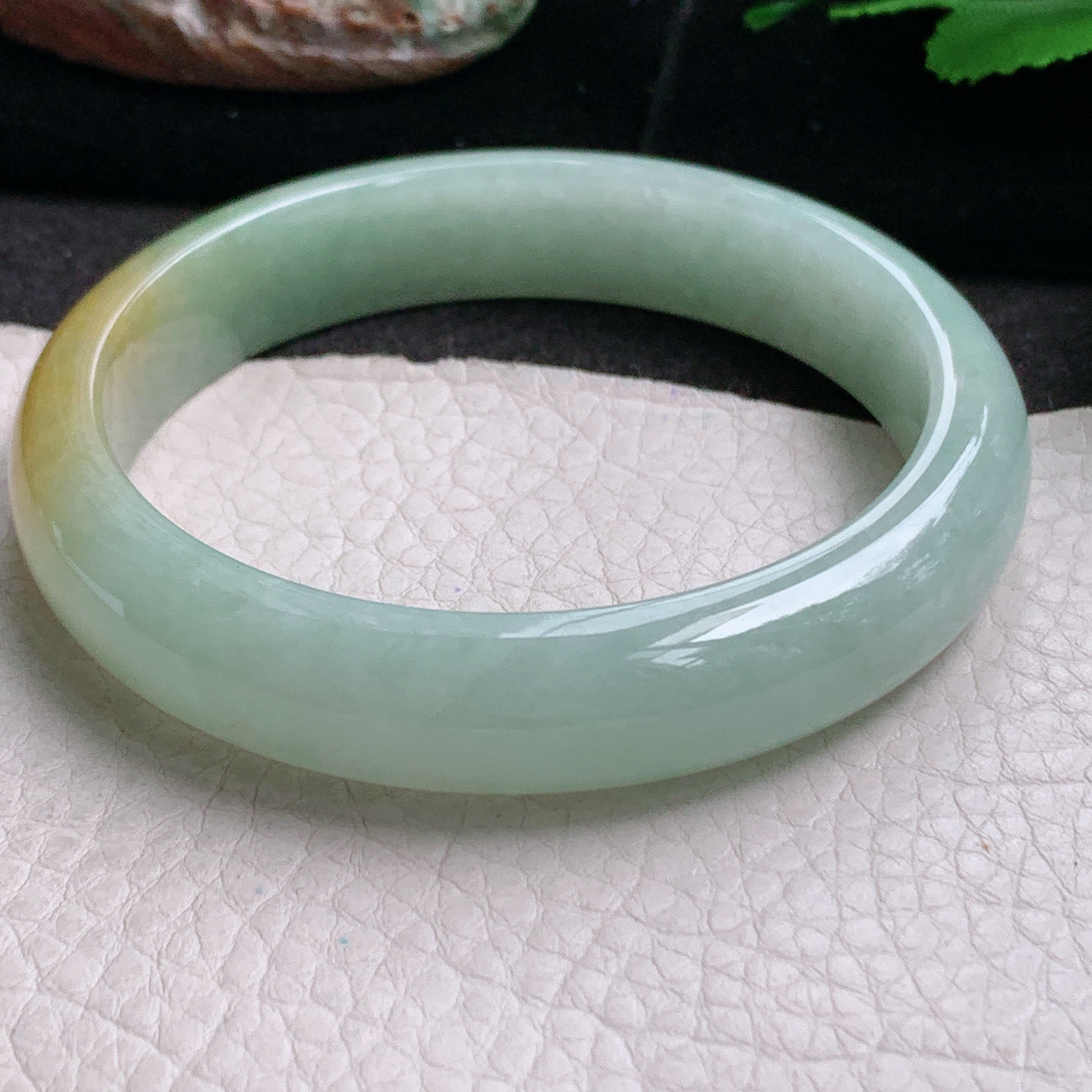 nr大圈口61*12.5*7.5招财镯 天然缅甸翡翠a货手镯双彩水润正圈玉镯子