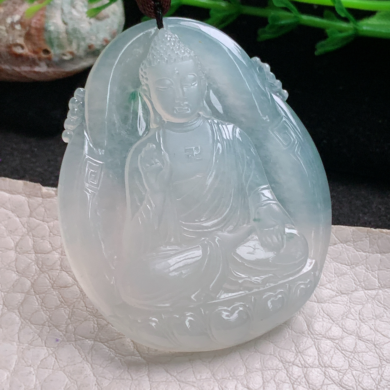 Bg实拍50*41.5*5.6缅甸翡翠冰种阿弥陀佛吊坠如来佛祖守护神