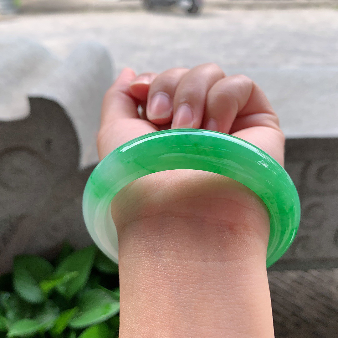 圈口 55.6-12.2-9.3【正阳绿正圈手镯】正圈55 56可戴