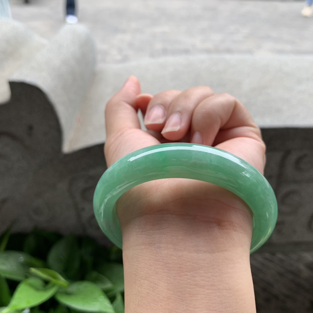 圈口 56.2-13.2-8.9【满绿正圈手镯】正圈56 57可戴