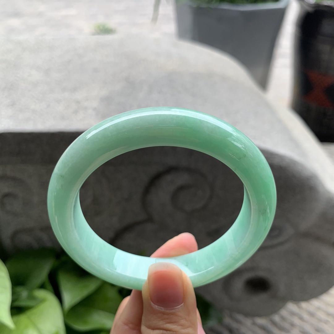 圈口57.5-12.8-9.4 【满果绿正圈手镯】正圈57 58可戴