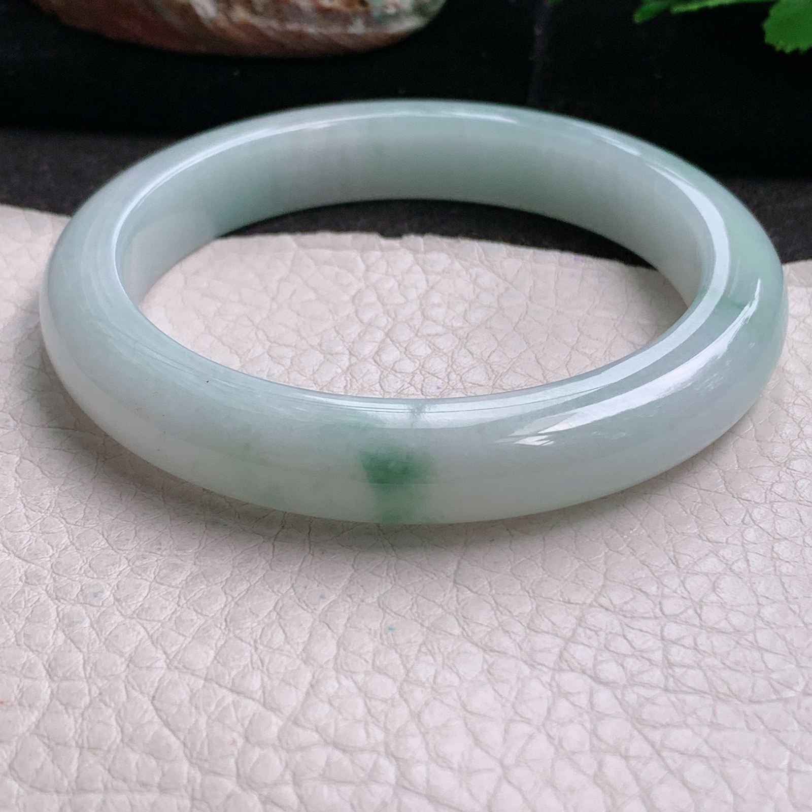 hh实拍58.5*10.8*8.8平安镯 天然缅甸翡翠a货手镯飘花水润正圈玉镯子