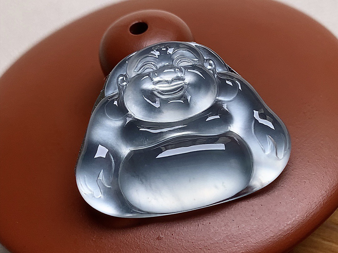 ️ 玻璃种黑冰佛公 品质极佳，冰透感十足，行家货！完美尺寸25.5*20.2*4.2..