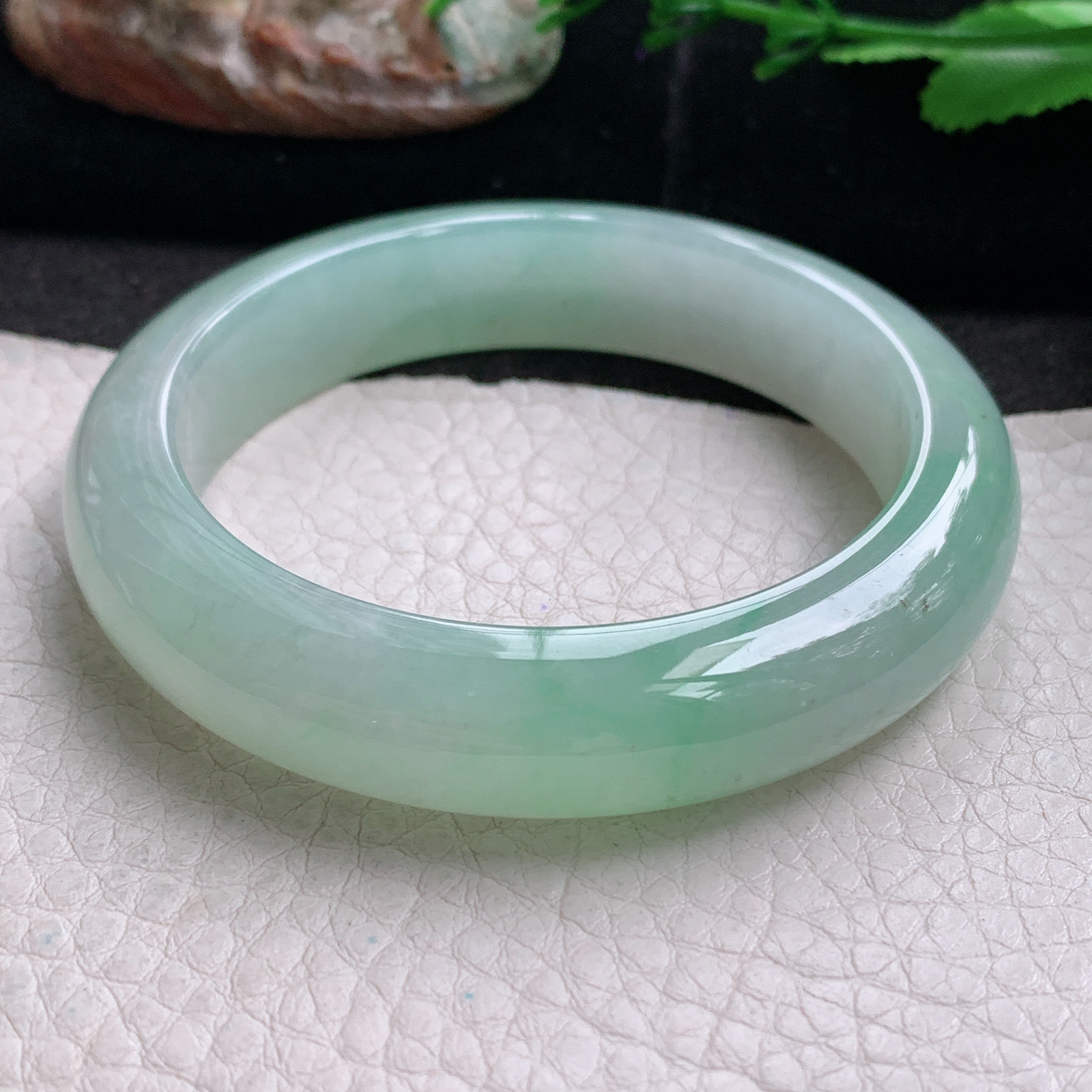 nr实拍53.5*12.6*8.5平安镯 天然缅甸翡翠a货手镯冰绿正圈玉镯子