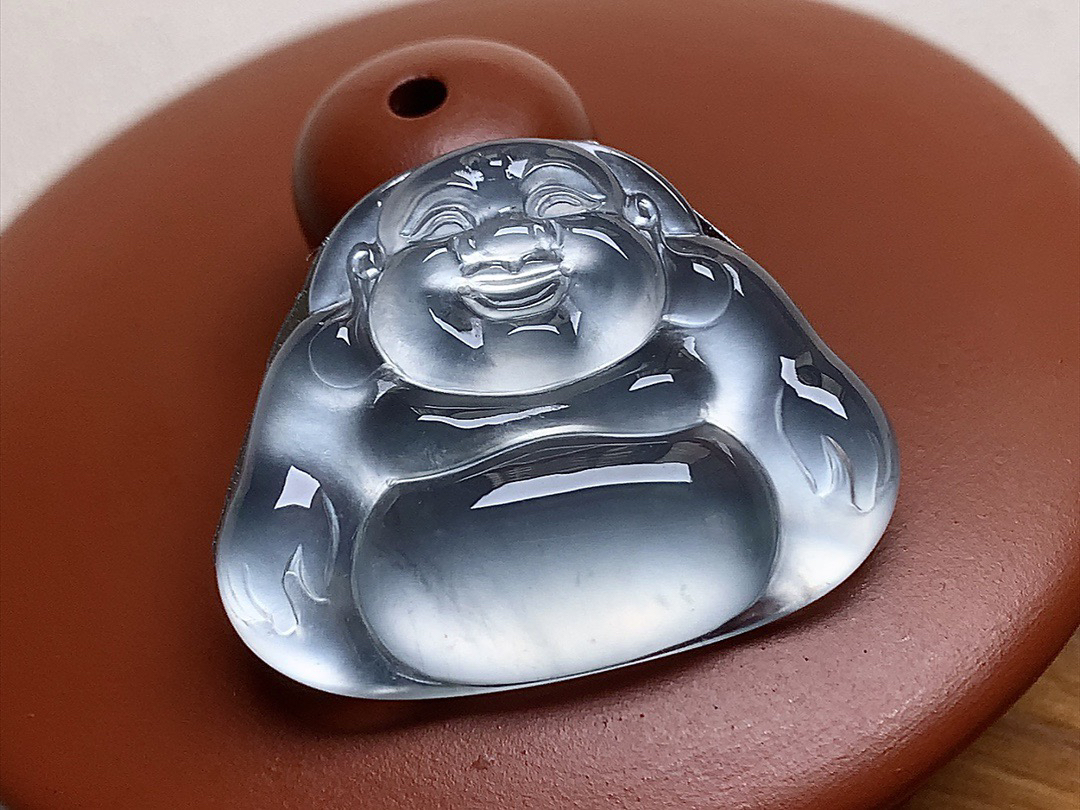 ️ 玻璃种黑冰佛公 品质极佳，冰透感十足，行家货！完美尺寸25.5*20.2*4.2..