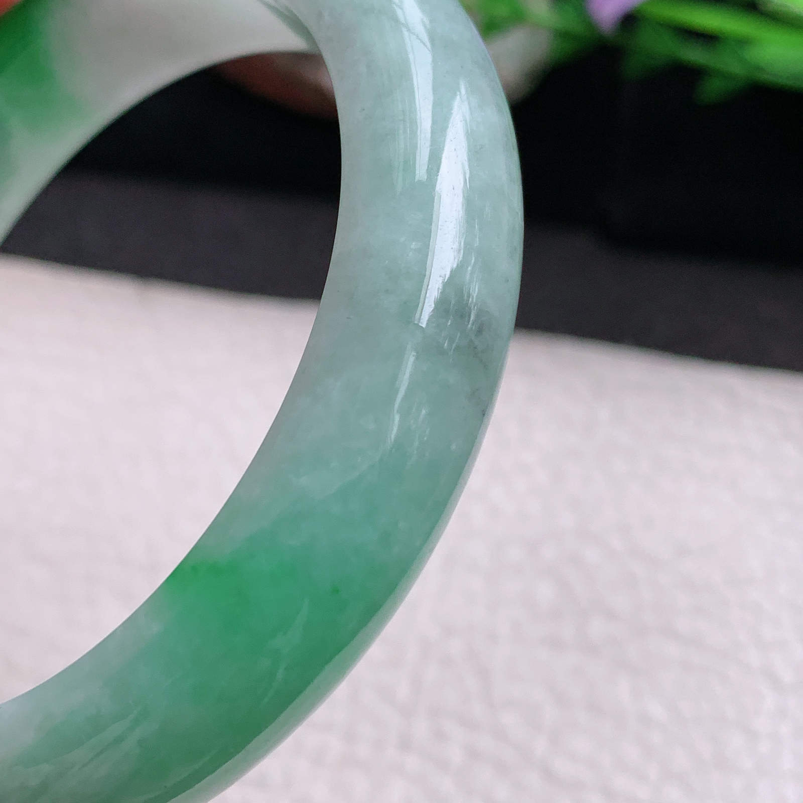 nr实拍57*12.8*8.2平安镯 天然缅甸翡翠a货手镯辣绿水润正圈玉镯子