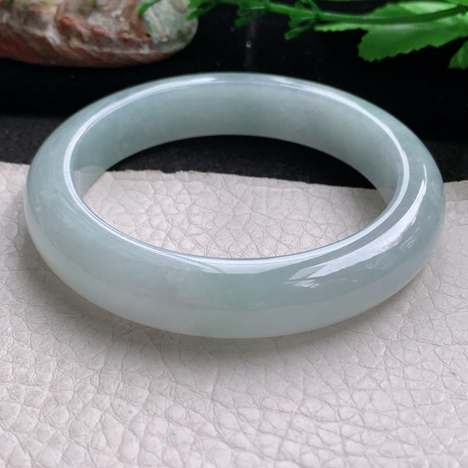 nr实拍55.5*12.3*8.5平安镯 天然缅甸翡翠a货手镯浅绿冰润正圈玉镯子