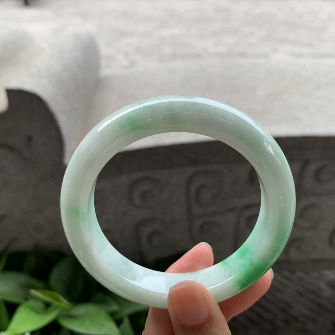 圈口 57.3-12.8-9.8【飘辣绿正圈手镯】正圈57 58可戴