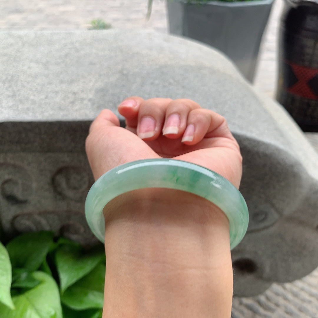 圈口 56.8-11.7-8.1【果绿正圈手镯】正圈56 57可戴