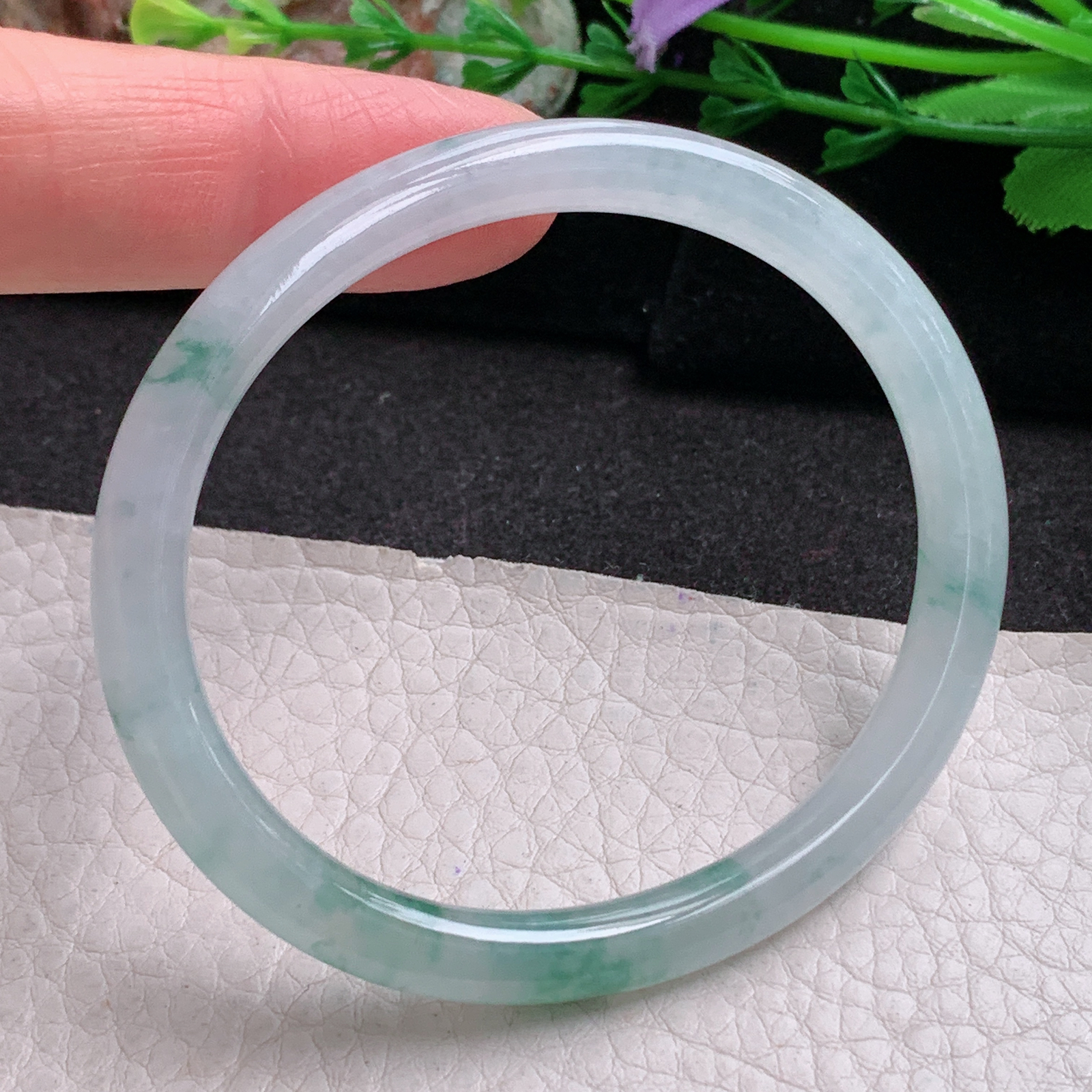 fx小圈口53.5*49*6.2贵妃美人镯 天然缅甸翡翠a货手镯冰飘花蛋形玉镯子