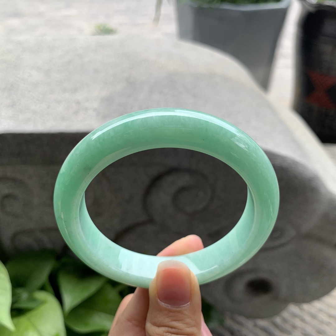 圈口57.5-12.8-9.4 【满果绿正圈手镯】正圈57 58可戴