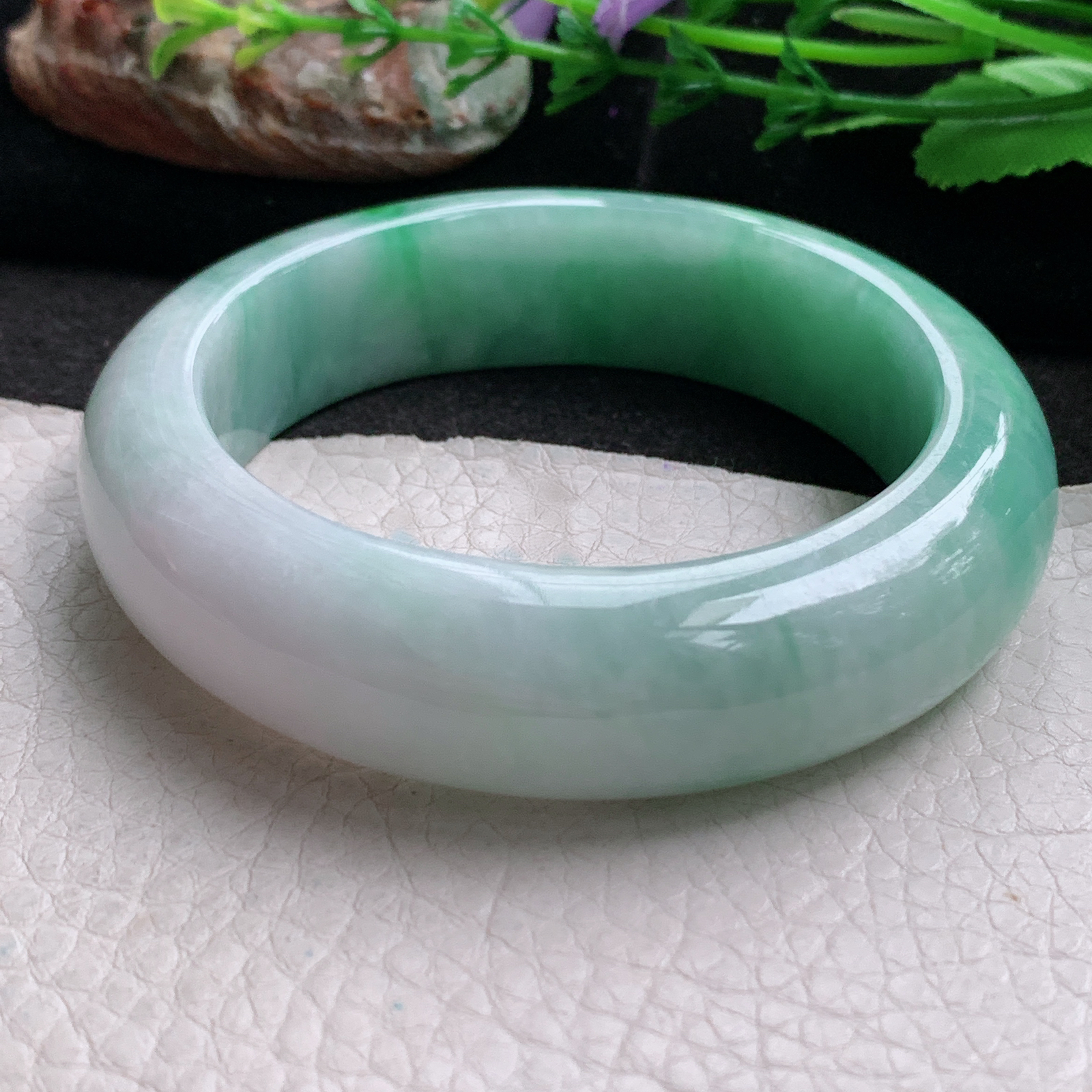 xc稀有款58*16.8*11轮胎镯 天然缅甸翡翠a货手镯水润飘绿厚装正圈玉镯子