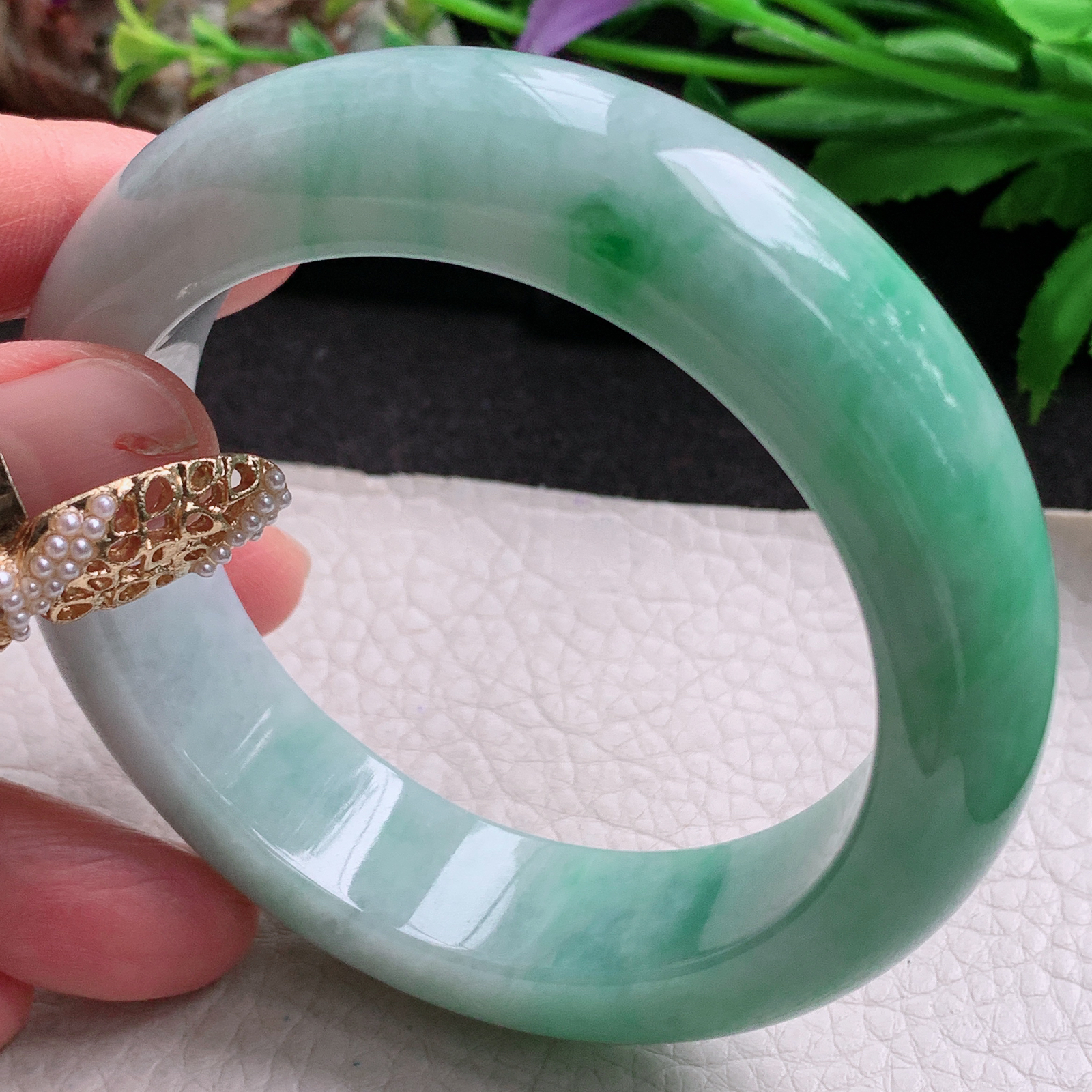xc稀有款58*16.8*11轮胎镯 天然缅甸翡翠a货手镯水润飘绿厚装正圈玉镯子