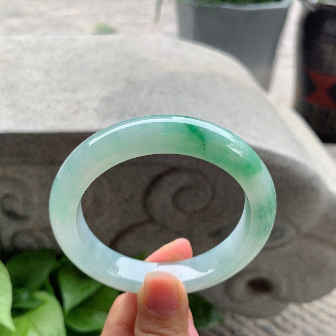 大圈口 58-12.6-9.5【冰飘绿正圈手镯】正圈58 59可戴