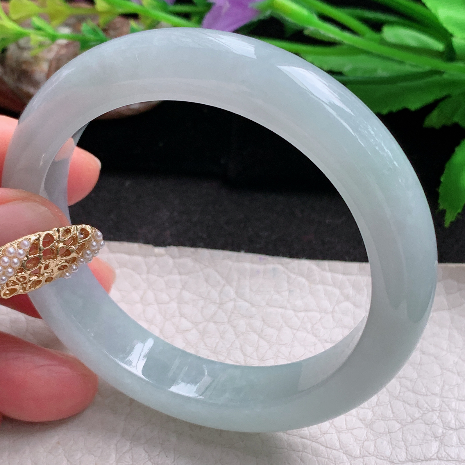 nr实拍55.5*12.3*8.5平安镯 天然缅甸翡翠a货手镯浅绿冰润正圈玉镯子