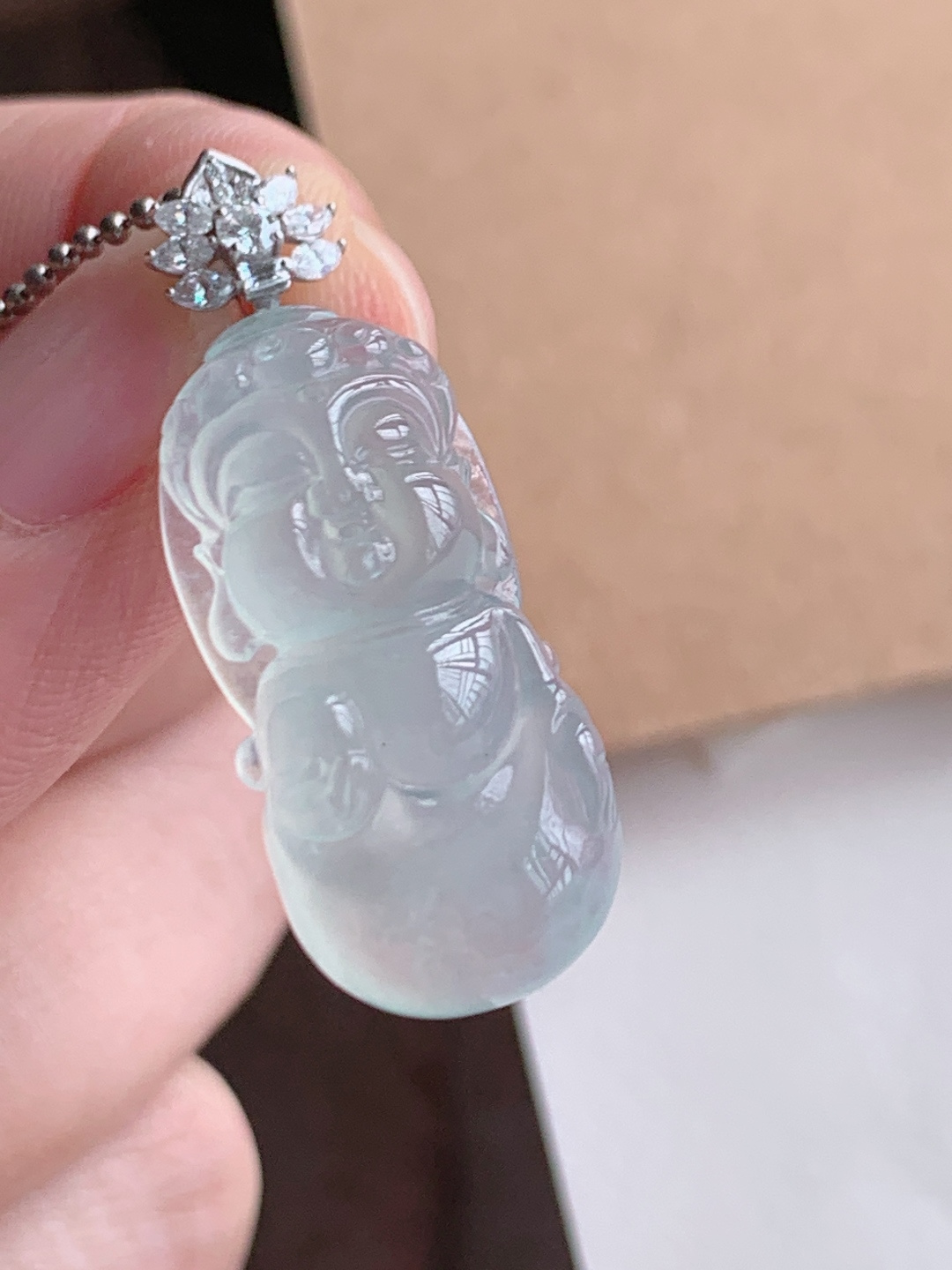 ️ 冰种宝宝佛吊坠，无裂通透水润，裸石25.8/12.3/7.9，自然光拍摄