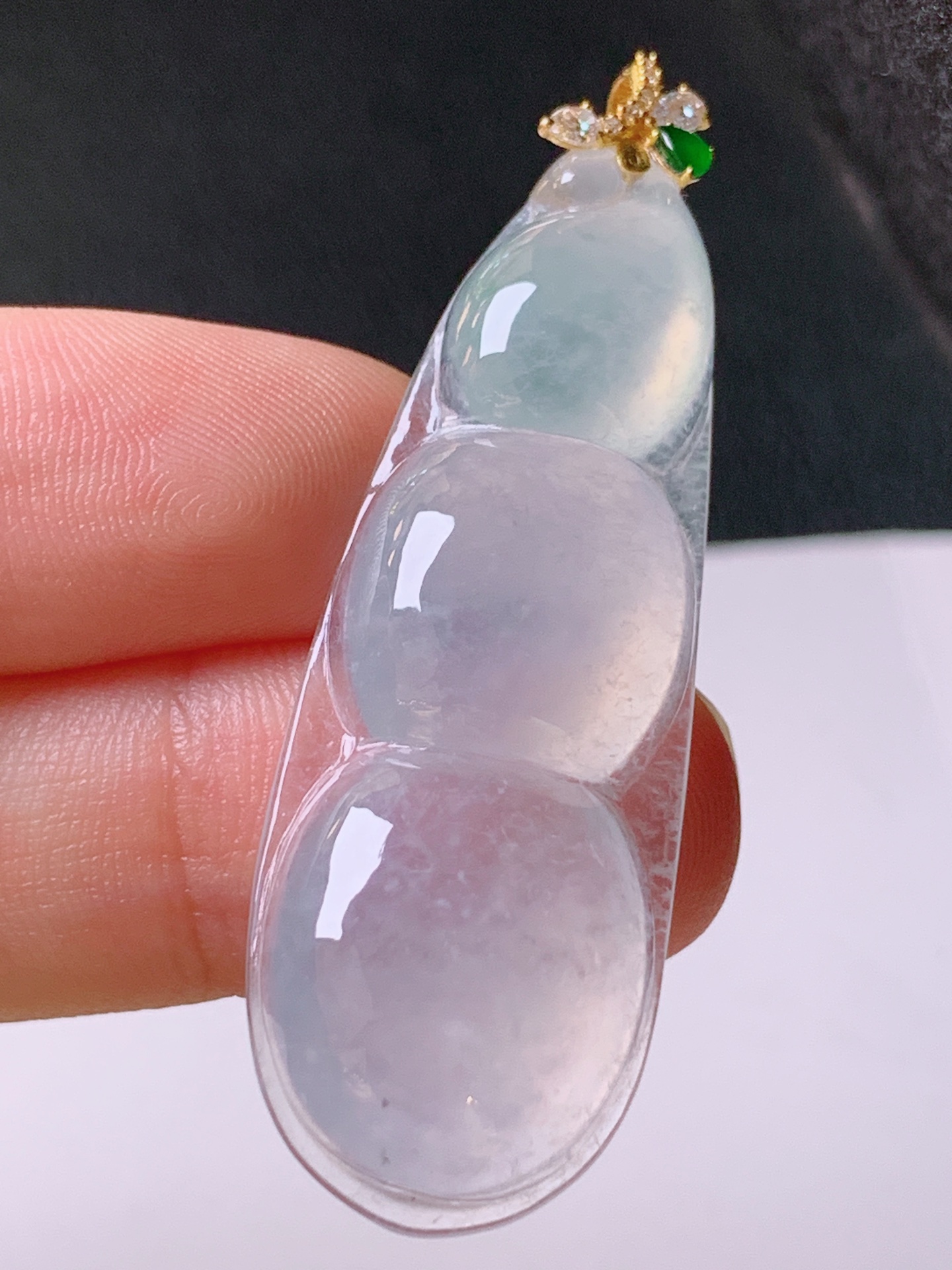 ️ 冰种福豆吊坠，无裂冰透饱满，裸石45.7-16.1-6.549.5