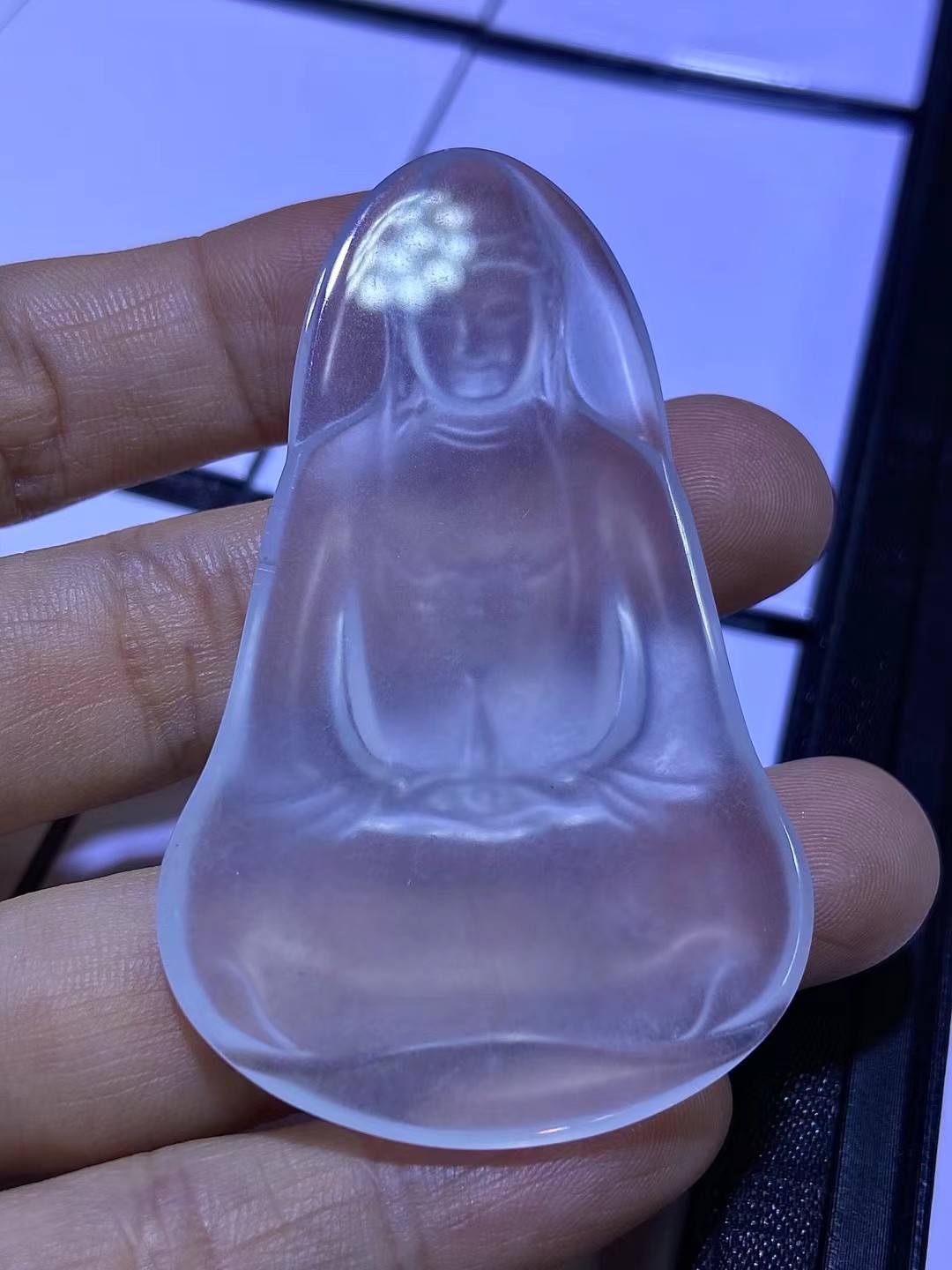 ️ 老坑冰种观音，大师作品，完整起光，雕工精湛，尺寸61.3×38.2×5