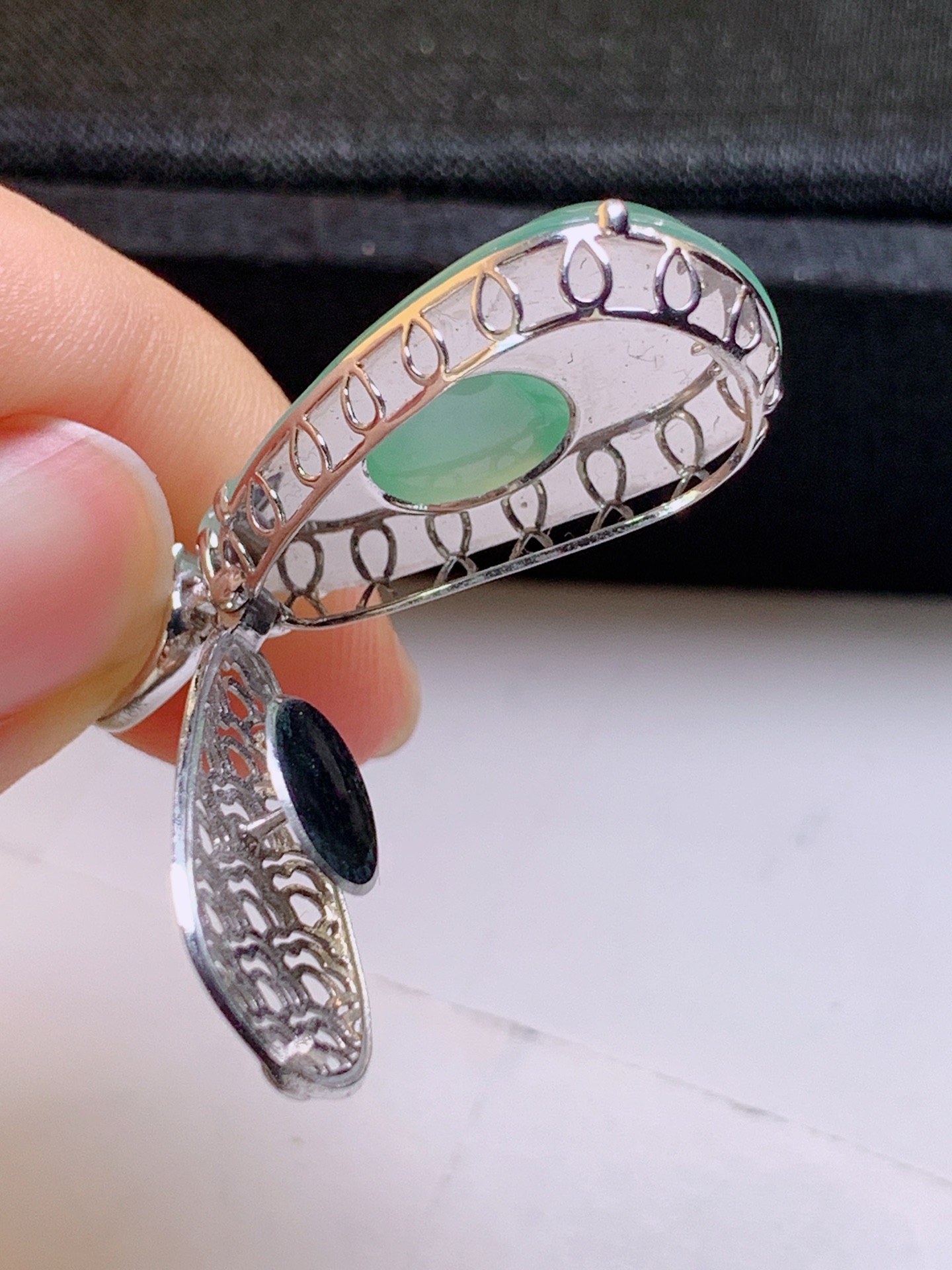 ️ 冰种绿福豆吊坠，无裂翠绿饱满，裸石26.7-15.1-6.135.2-9.3