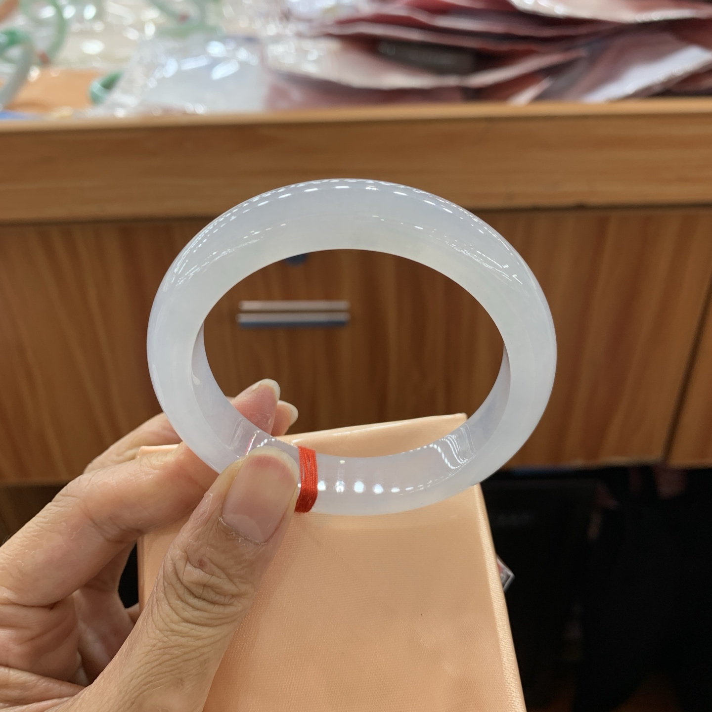 042227JM，冰种正圈翡翠手镯，57-12.3-9