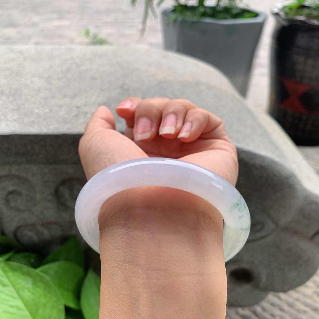 圈口56.6-11.3 【冰飘花圆条手镯】圆条56 57可戴