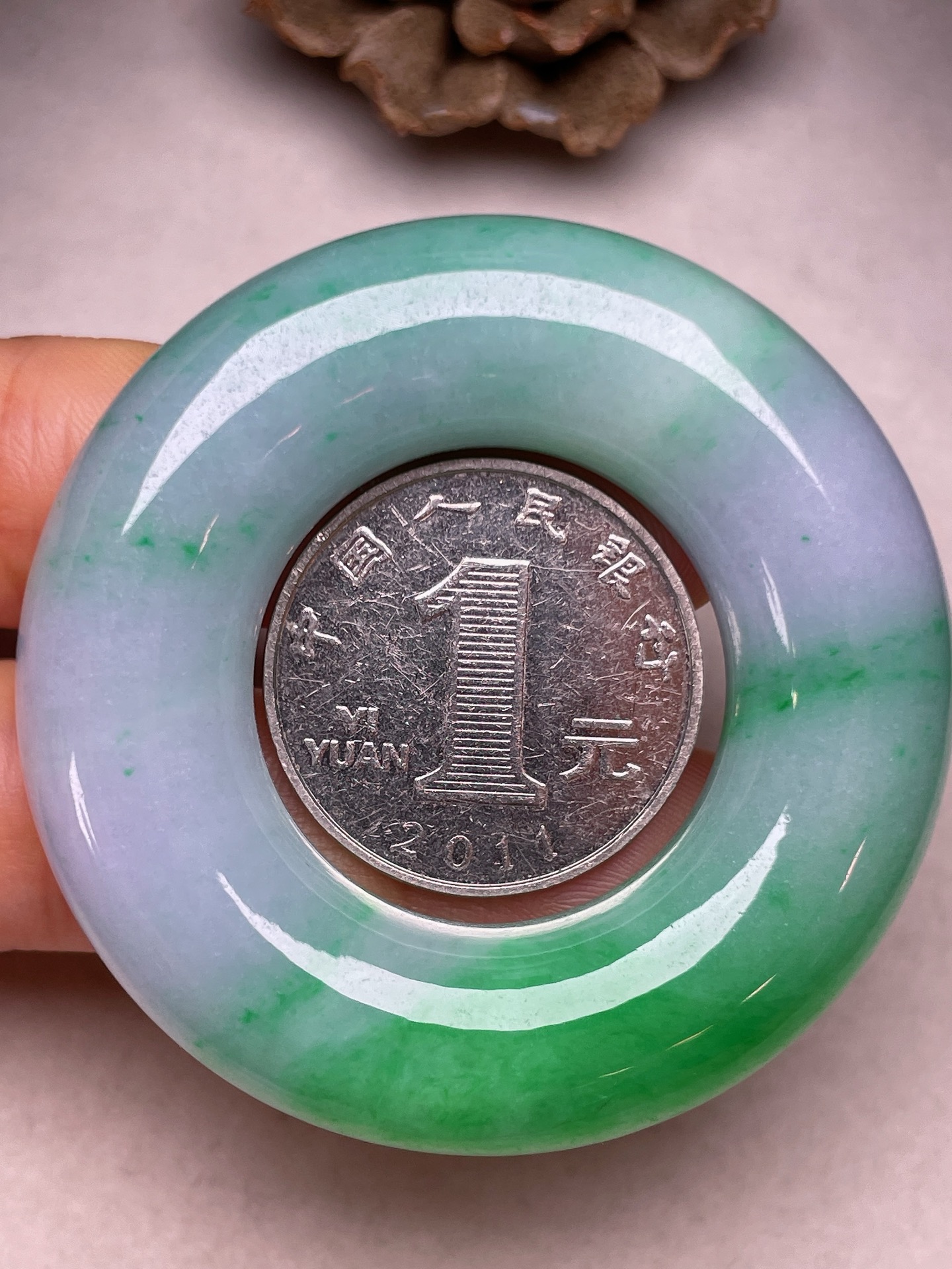 ️ 冰糯种春彩色，无裂，一手货源尺寸50.8/12，【大平安扣】