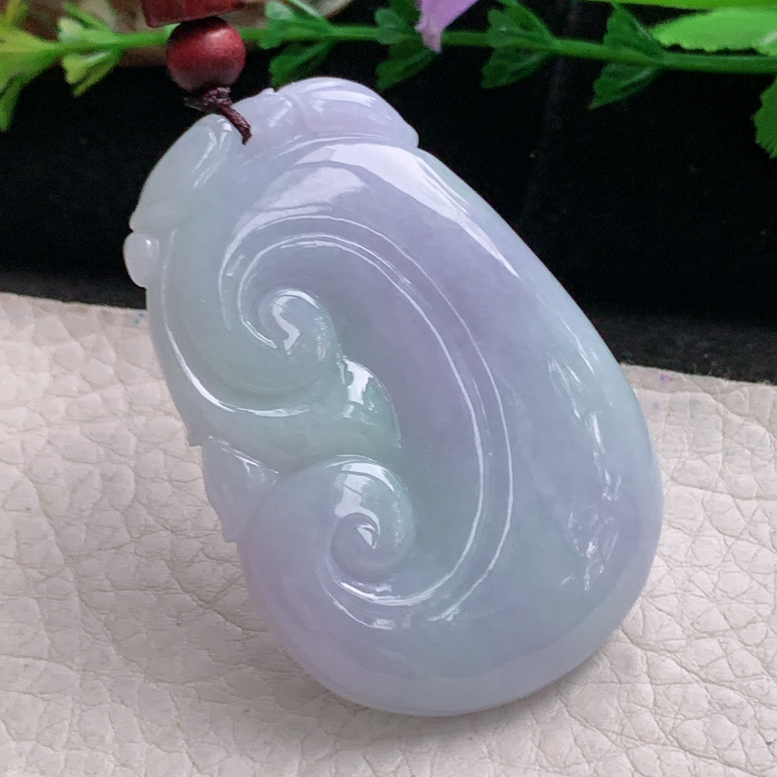zen实拍53*36.6*7缅甸翡翠紫罗兰大如意吊坠平安吉祥玉坠